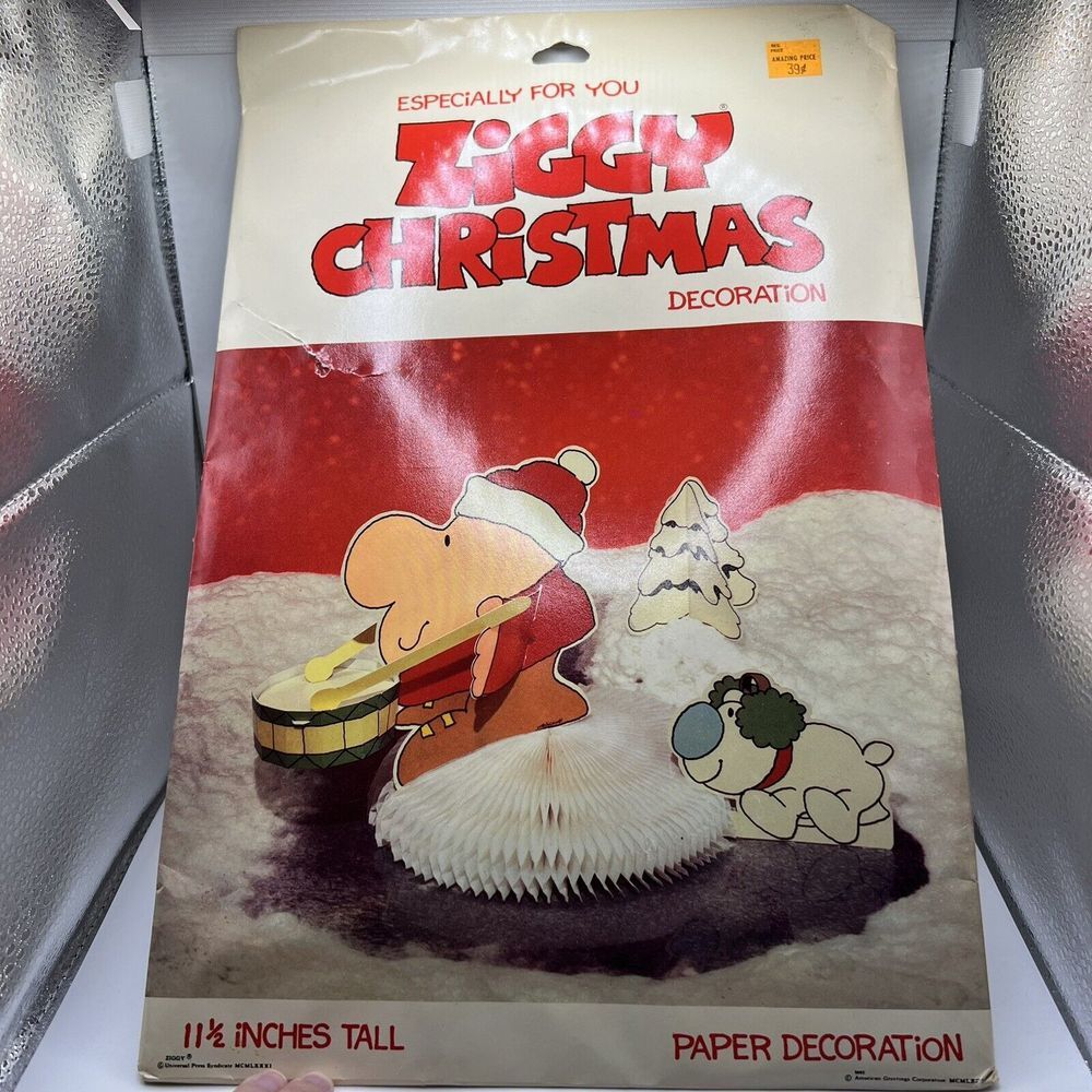 Vtg New 1981 American Greetings ZIGGY Honeycomb Christmas‎ Table Centerpiece